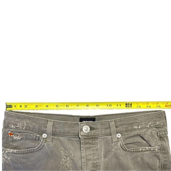 HUDSON Women's Jeans Riley Crop High Rise Destructed Button Fly Green Size 27 - Picture 10 of 14